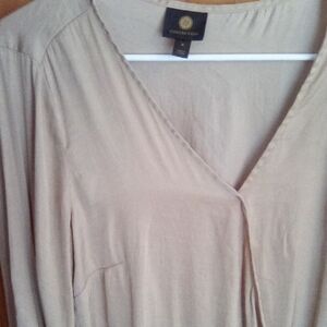 JM Collection Beige V-Neck Blouse